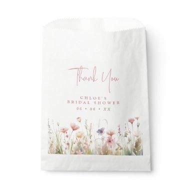 Pink Wildflowers Thank You Bridal Shower Favor Bag