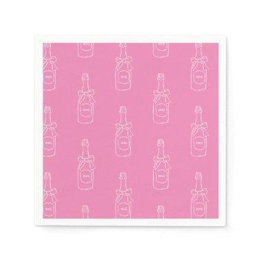 Pink Wine Champagne Bottle Pattern  Napkins