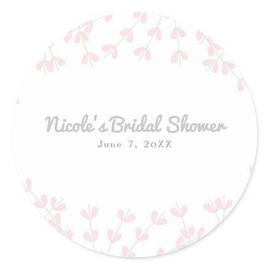 Pink Wispy Rustic Vine Engagement Bridal Shower Classic Round Sticker