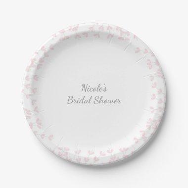 Pink Wispy Rustic Vine Engagement Bridal Shower Paper Plates