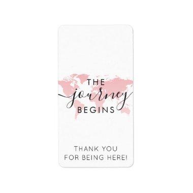 Pink World Map Journey Begins Mini Candy Bar Wrap Label