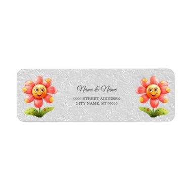 Pink Yellow Flower Return Address Label