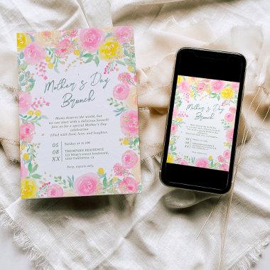 Pink yellow garden floral watercolor mother's day