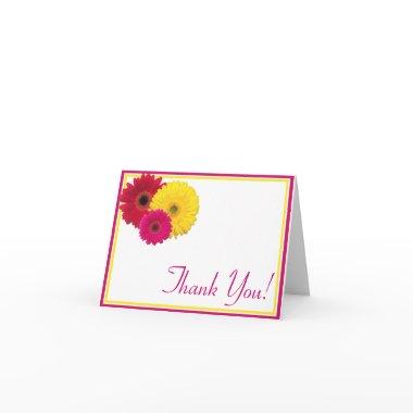 Pink Yellow Red Gerbera Daisy Thank You Invitations