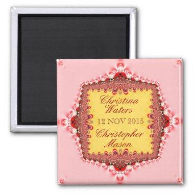 Pink Yellow Red Satin+Lace Wedding Favors Magnet