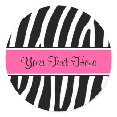 Pink Zebra Print Personalized Stickers