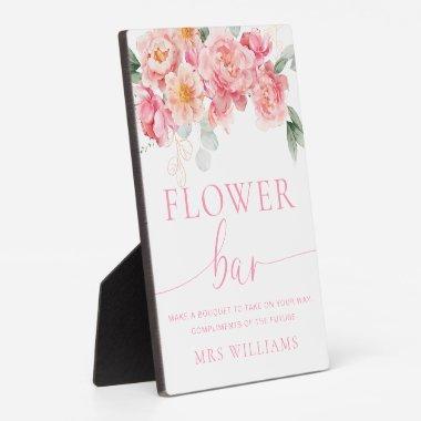 Piper Peony Floral Flower Bar Sign Plaque