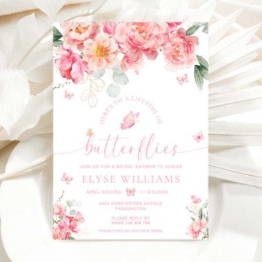 Piper Peony Lifetime of Butterflies Bridal Shower Invitations