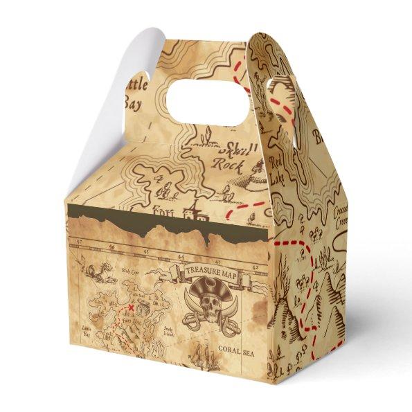 Pirate Old Vintage Treasure Map Birthday Party Favor Boxes