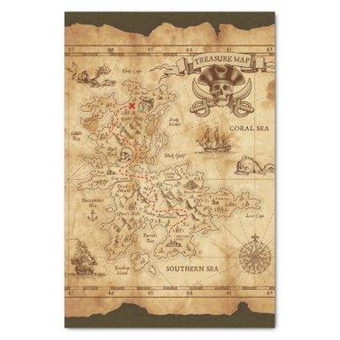 Pirate Old Vintage Treasure Map Birthday Party Tissue Paper