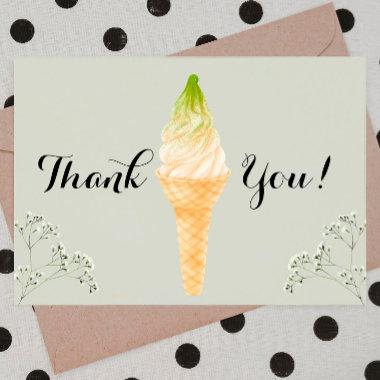 Pistachio Ice Cream Bridal Shower Thank You Invitations
