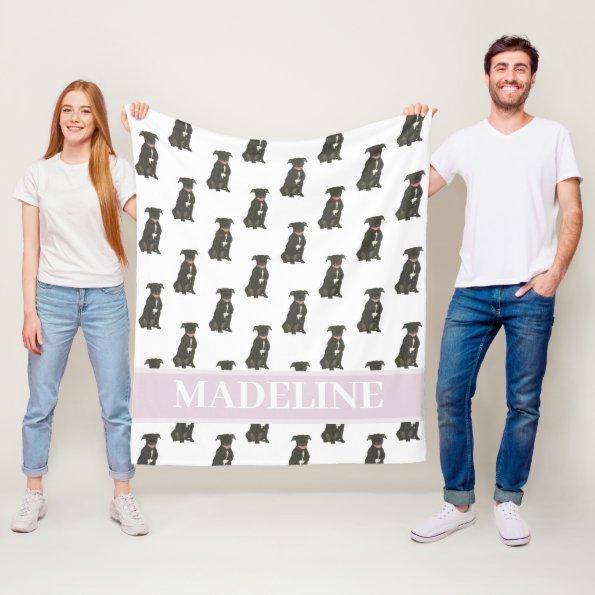 Pitbull Staffy (Black) Fleece Blanket