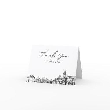 Pittsburgh Skyline Sketch Blank Thank You Invitations