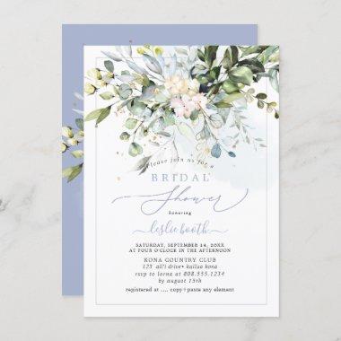 PixDezines Blue Gum Eucalyptus Bridal Shower Invitations