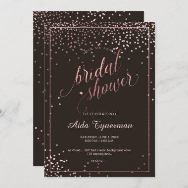 PixDezines Bridal Shower Faux Rose Gold Confetti Invitations