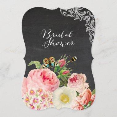 PixDezines chalkboard/victorian roses/bridal showe Invitations