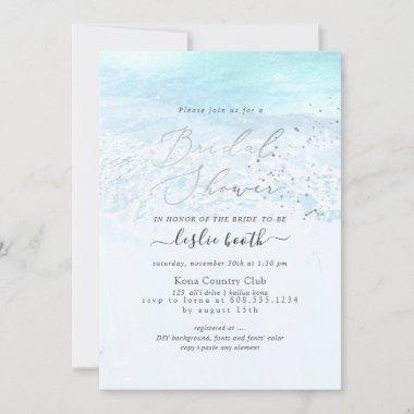 PixDezines Crystal Blue Shoreline Bridal Shower Invitations
