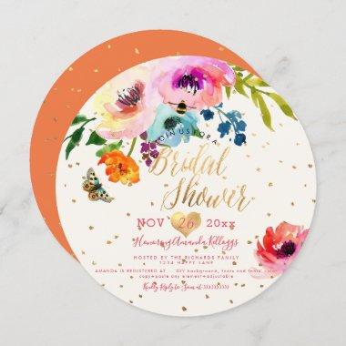 PixDezines Floral Watercolor Bridal Shower Invitations