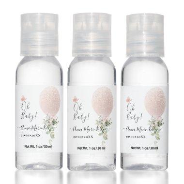 PixDezines Glitter Blush Pink Balloon Baby Shower Hand Sanitizer