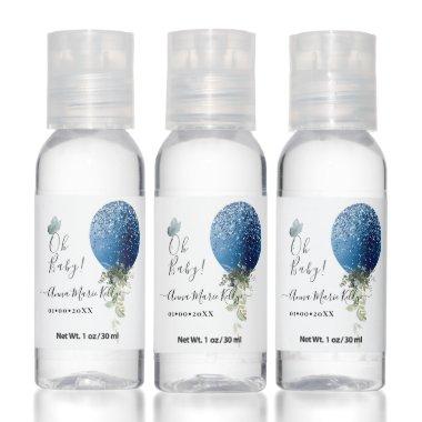 PixDezines Glitter Navy Blue Balloon Baby Shower Hand Sanitizer