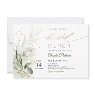 PixDezines Green Gold Eucalyptus Bridal Brunch Inv