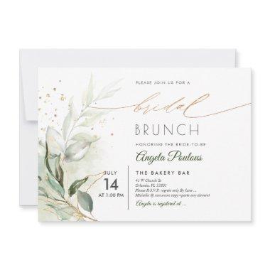 PixDezines Green Gold Eucalyptus Bridal Brunch Inv Invitations