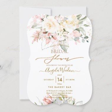 PixDezines H2 Blush Alabaster Roses Bridal Shower Invitations