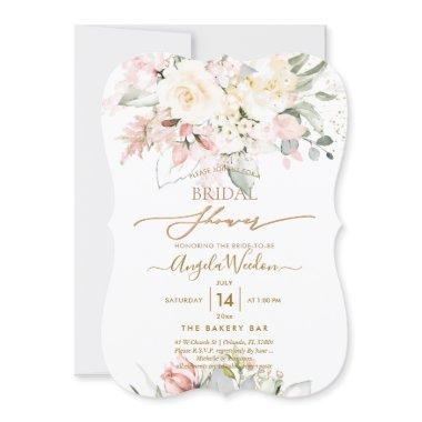 PixDezines H2 Blush Alabaster Roses Bridal Shower Invitations