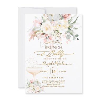 PixDezines H2 Blush Alabaster Roses Brunch Bubbly Invitations