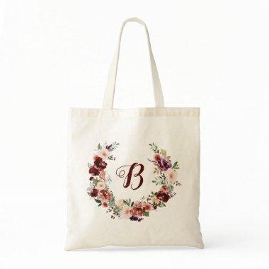 PixDezines H2 Blush Burgundy Flowers Bridal Shower Tote Bag