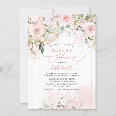 PixDEzines H2 Blush Roses Hydrangea Bridal Shower Invitations