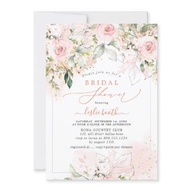 PixDEzines H2 Blush Roses Hydrangea Bridal Shower Invitations