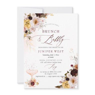 PixDezines H2 Boho Fall Flowers Brunch Bubbly Save The Date