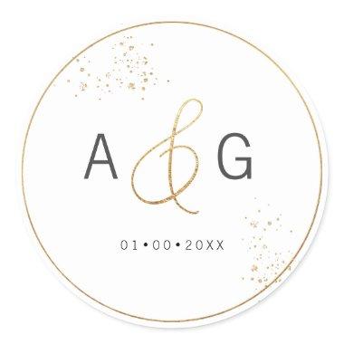 PixDezines Minimalist Faux Gold Ampersand Classic Round Sticker