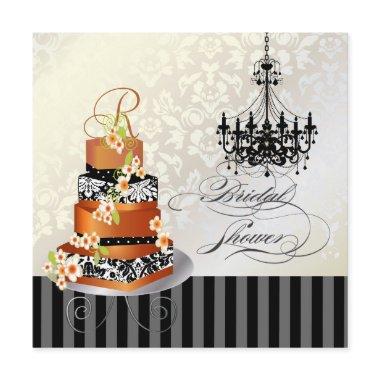 PixDezines monogram bridal, burnt appricot cake Invitations