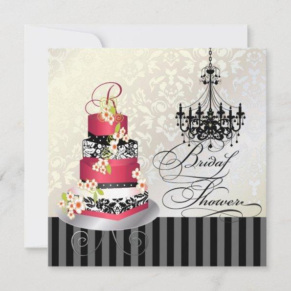 PixDezines monogram bridal, red velvet cake Invitations