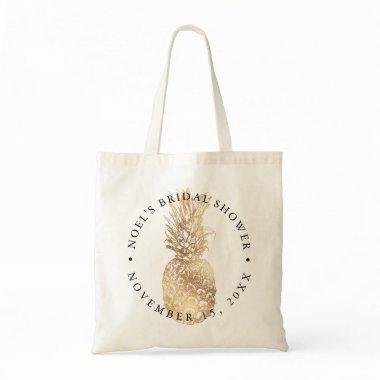 PIXDEZINES PINEAPPLE FAUX GOLD/DIY TEXT/BRIDAL TOTE BAG