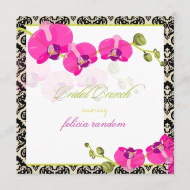 PixDezines pink orchid+olivia damask/bridal brunch Invitations