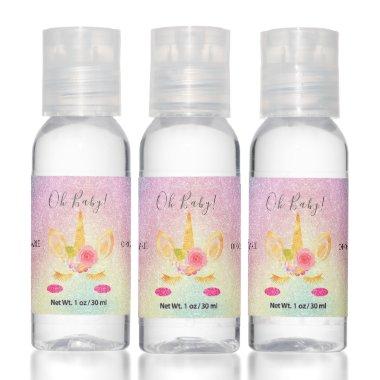 PixDezines Rainbow Glitter Unicorn Baby Shower Hand Sanitizer