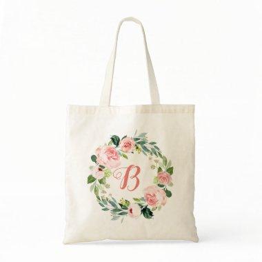 PixDezines Watercolor Blush Flowers Eucalyptus Lvs Tote Bag