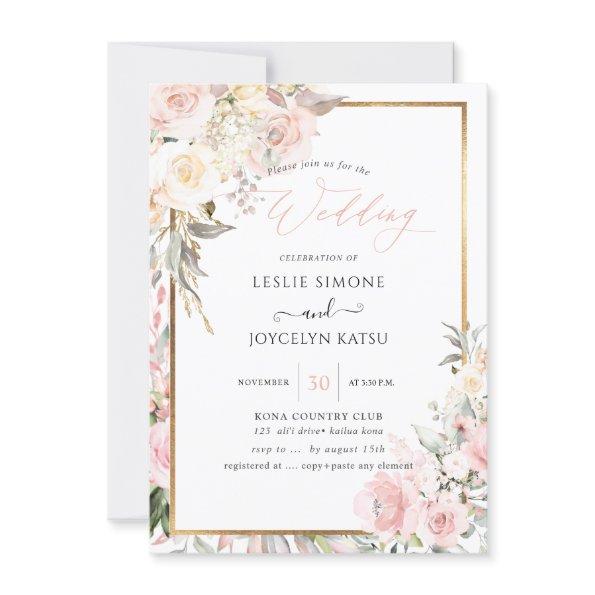 PixDezines Watercolor Blush Roses Wedding