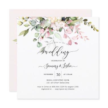 PixDezines Watercolor Dusty Blush Pink Eucalyptus