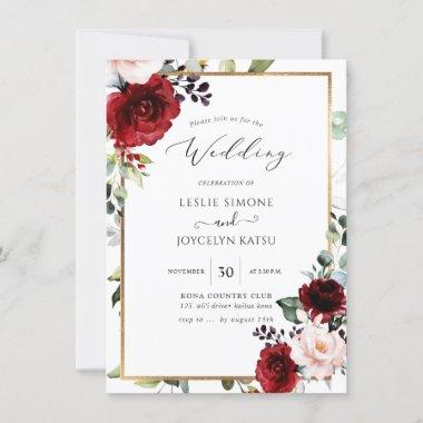 PixDezines Watercolor Passionate Blooms Wedding Invitations