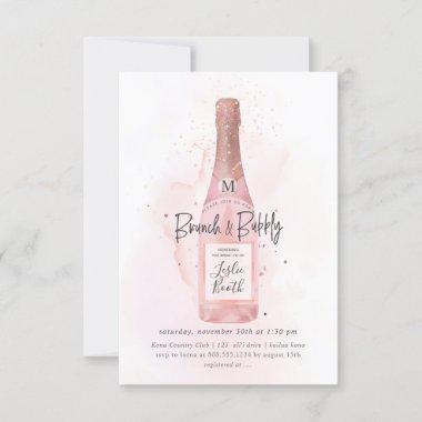PixDezines Watercolor Pink Champagne Brunch Bubbly Invitations