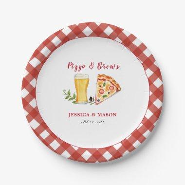 Pizza and Beer Casual Couples shower Paper Plates