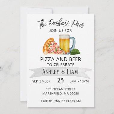 Pizza and Beer Couple Co-Ed Bridal Shower Invitations