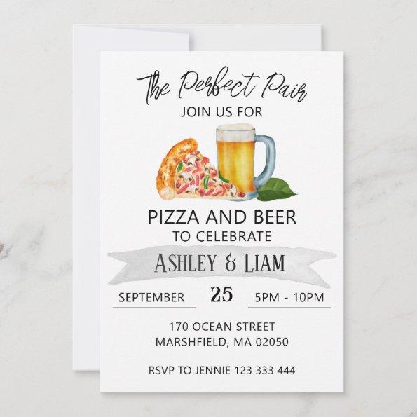 Pizza and Beer Couple Co-Ed Bridal Shower Invitations