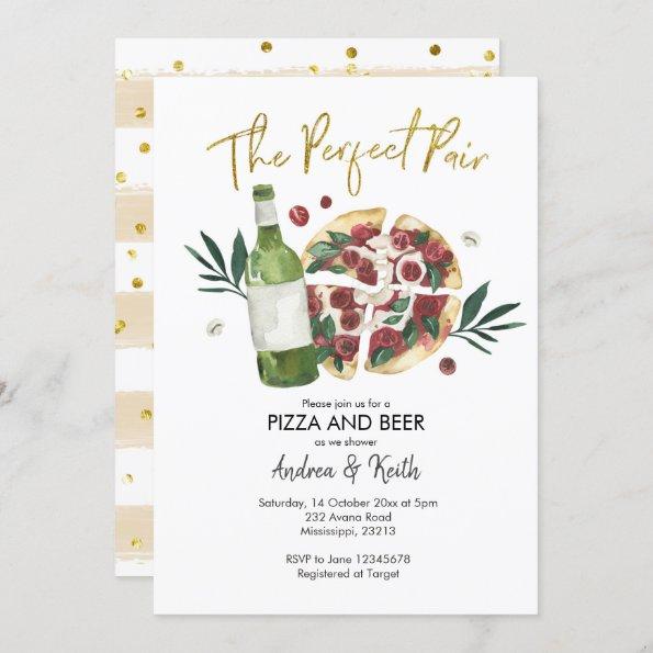 Pizza and Beer Couples Shower Invitations