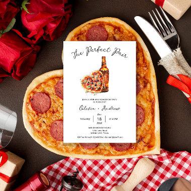 Pizza and Beer Perfect Pair Engagement Party Invitations