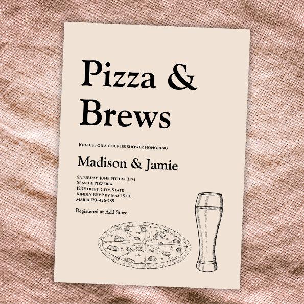 Pizza And Brews Beer Casual Couples Bridal Shower Invitations